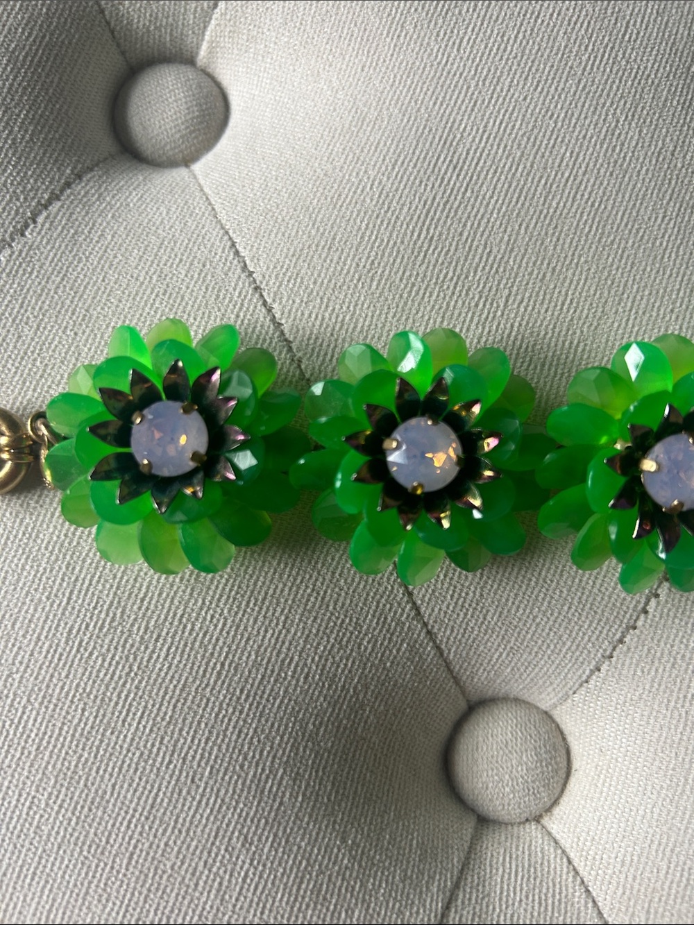 JCrew Green Floral Crystal Statement Bracelet - Picture 2 of 7